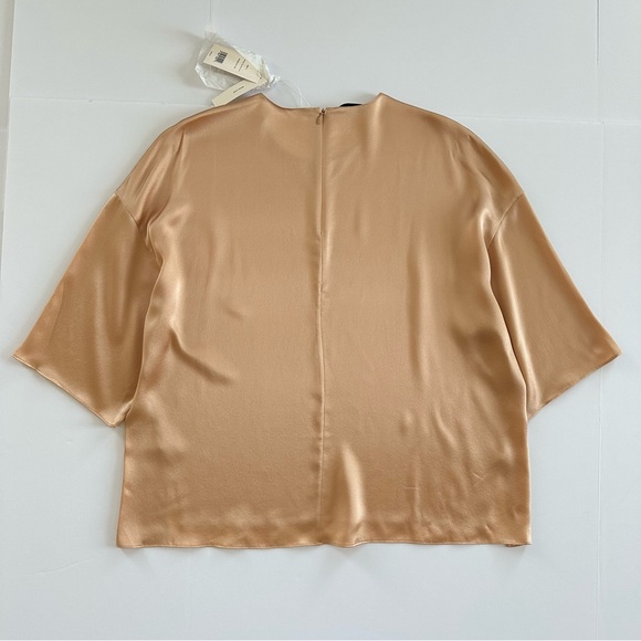 Vince 100% Silk Satin Bias Tee in Pecan | XL | NWT - Picture 4 of 12
